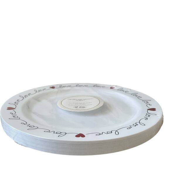 Cupcakes & Cashmere Red Hearts Love Border Disposable 10.25" Dinner Plates 12pc - Picture 4 of 10